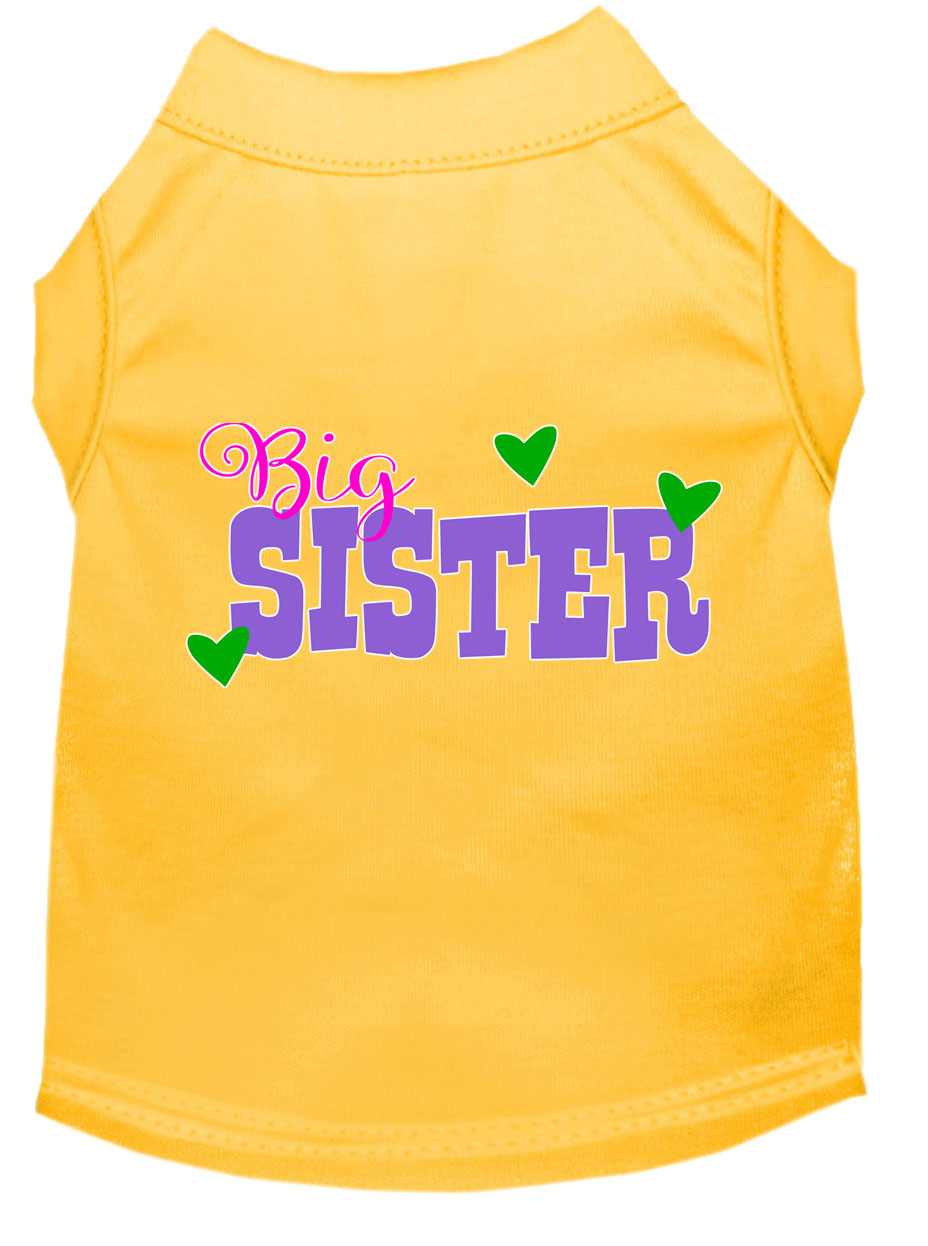 Big Sister Screen Print Dog Shirt Yellow Lg